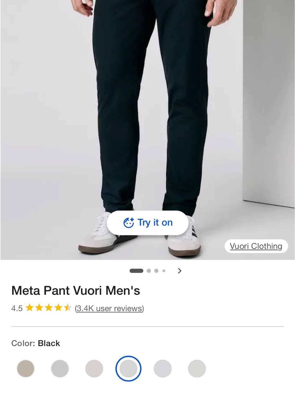 Vuori Black Meta Pant — Men's Slim Jogger